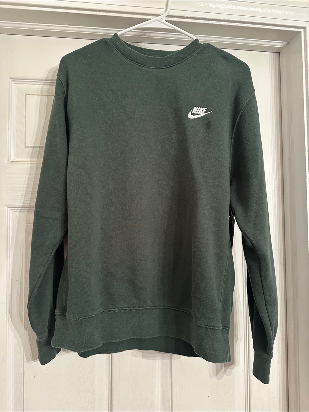 Nike Dark Green Men's Crewneck Sweatshirt with White Swoosh